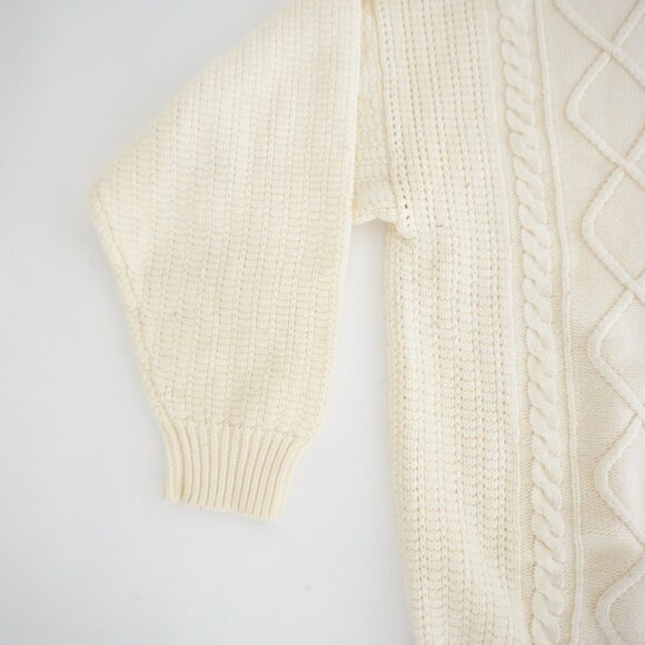 Vintage Claybrooke Cream Cable Knit Sweater Old Money Preppycore Winter XL - Picture 7 of 9